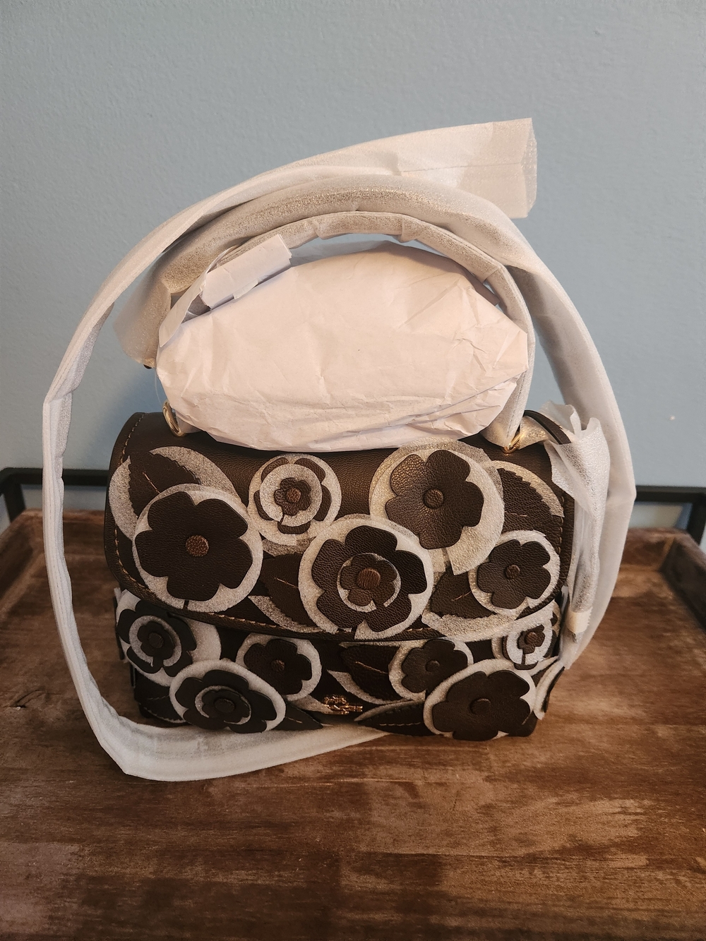 Coach Emory Floral Appliqué Shoulder Bag FACTORY WRAP Only Out For Pix
